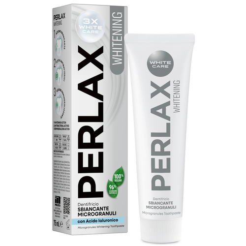 PERLAX DENTIFRICIO WHITENING 3X WHITE CARE SBIANCANTE CON MICROGRANULI CON ACIDO IALURONICO 75 ML