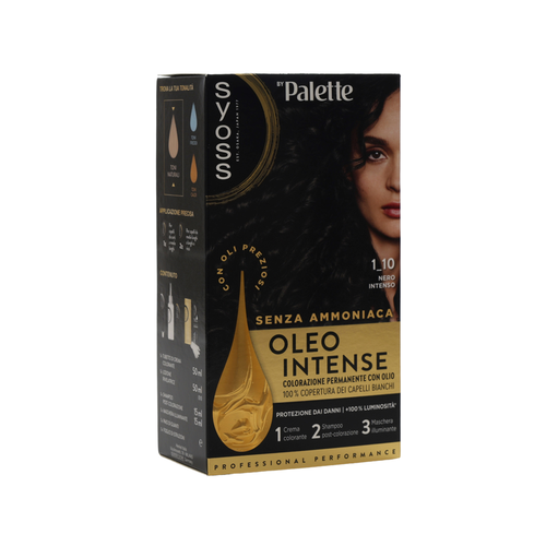 SYOSS by PALETTE OLEO INTENSE SENZA AMMONIACA COLORAZIONE PERMANENTE CON OLIO 1-10 NERO INTENSO