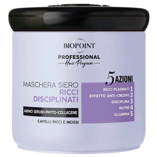 BIOPOINT PROFESSIONAL MASCHERA RICCI DISCIPLINATI 5 AZIONI CAPELLI RICCI E MOSSI AMINO SERUM+PHYTO-COLLAGENE 400 ML