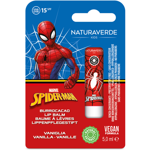 NATURAVERDE KIDS SPIDER MAN BURROCACAO SPF15 VANIGLIA 5,0 ML NATURAVERDE KIDS SPIDER MAN BURROCACAO SPF15 VANIGLIA 5,0 ML