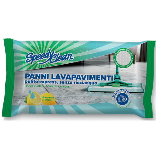 SPEEDY CLEAN 20 PANNI LAVAPAVIMENTI SENZA RISCIACQUO FORMATO XXL 21x28 CM.