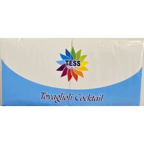 TESS TOVAGLIOLI COCKTAIL 25x25 2 VELI OVATTA DI CELLULOSA COLORE BIANCO 100 PEZZI