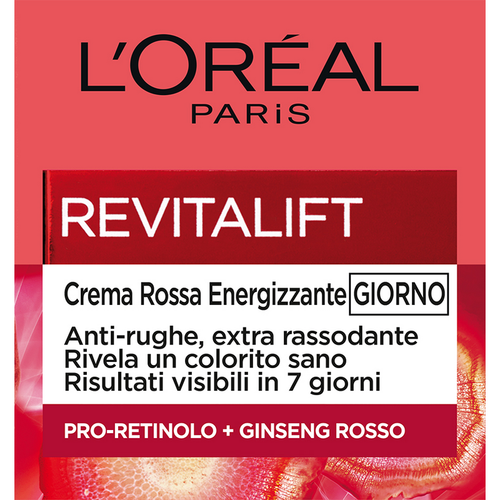 L'OREAL REVITALIFT CREMA ROSSA ENERGIZZANTE GIORNO ANTI RUGHE EXTRA RASSODANTE CON GINGER ROSSO 50 ML  