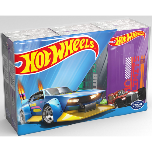 HOT WHEELS FAZZOLETTI 6 PACCHETTI DA 9 FAZZOLETTI 4 VELI DECORATI e PROFUMATI