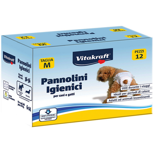 VITAKRAFT 12 PANNOLINI IGIENIZZANTI TAGLIA M PER CANI e GATTI