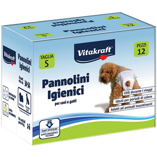 VITAKRAFT 12 PANNOLINI IGIENIZZANTI TAGLIA S PER CANI e GATTI
