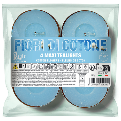 LUMELLE MAXI TEALIGHTS FIORI DI COTONE 4 PEZZI