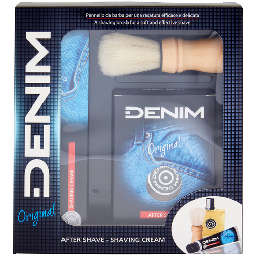 DENIM ORIGINAL COFANETTO; PENNELLO + AFTER SHAVE ORIGINAL 100 ML + SHAVING CREAM TUBO 100 ML 