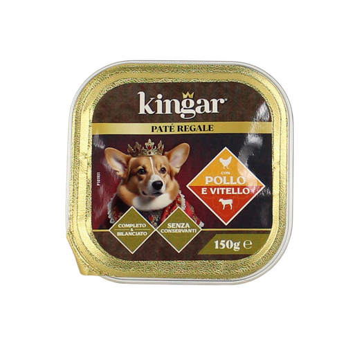 KINGAR DOG PATE' VITELLO POLLO VASCHETTA 150 GRAMMI 