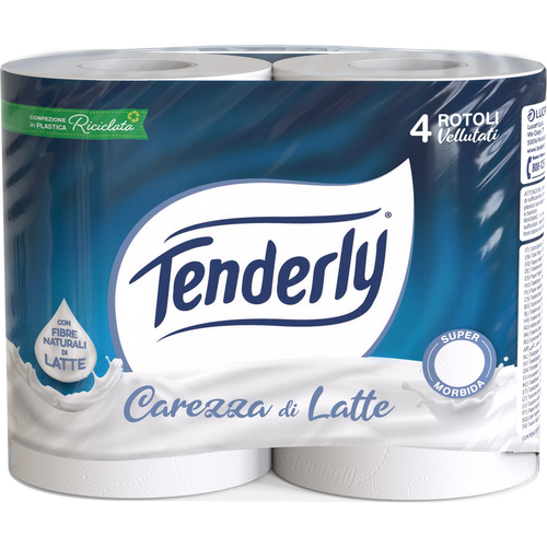 TENDERLY CARTA IGIENICA CAREZZA DI LATTE CON FIBRE NATURALI DI LATTE 4 ROTOLI