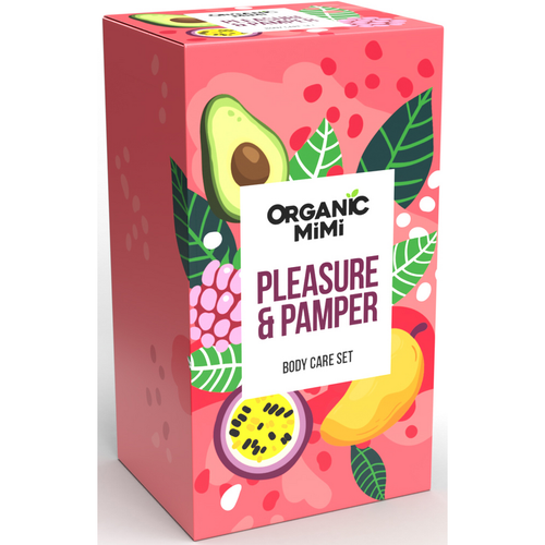 ORGANIC MIMI COFANETTO PLEASURE & PAMPER SET BODY CARE: SCRUB CORPO MANGO & RASPBERRY VASO 100 ML - CREMA CORPO AVOCADO OIL & PASSION FRUIT VASO 100 ML 