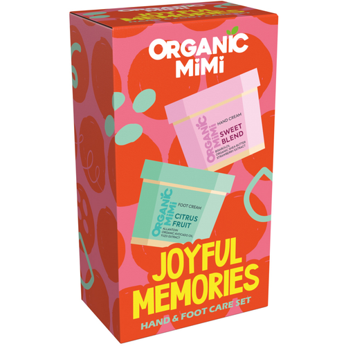 ORGANIC MIMI COFANETTO JOYFUL MEMORIES SET HAND & FOOT CARE: FOOT CREAM CITRUS FRUIT VASO 100 ML -  HAND CREAM SWEET BLEND STRAWBERRY VASO 100 ML   