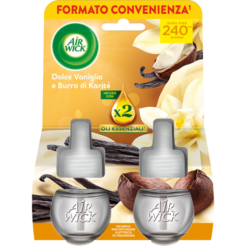 AIRWICK RICARICA DIFFUSORE ELETTRICO FRAGRANZA VANIGLIA E BURRO DI KARITE' 2 PEZZI