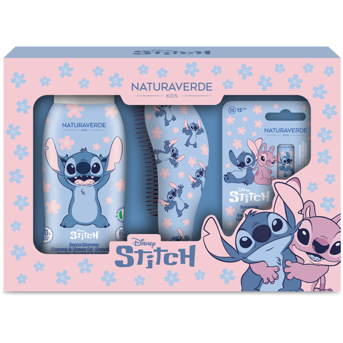 NATURAVERDE KIDS COFANETTO STITCH: SPAZZOLA CAPELLI + DOCCIASHAMPOO 250 ML + BURROCACAO 5 ML  