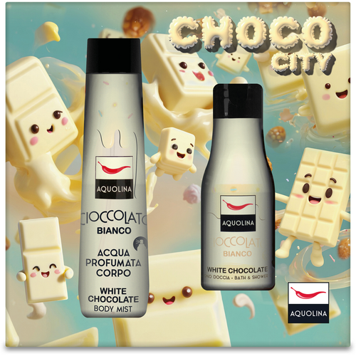 AQUOLINA COFANETTO CIOCCOLATO BIANCO: ACQUA PROFUMATA CORPO 150 ML + BAGNODOCCIA 125 ML 