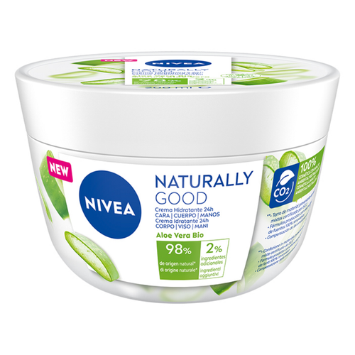 NIVEA CREMA IDRATANTE CORPO, VISO, MANI, NATURALLY GOOD ALOE VERA BIO VASO 200 ML