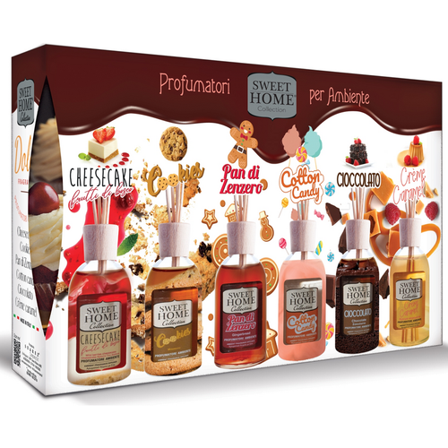 SWEET HOME CONFEZIONE PROFUMATORI AMBIENTE A BASTONCINI 6 PEZZI DA 30 ML FRAGRANZE DOLCI 