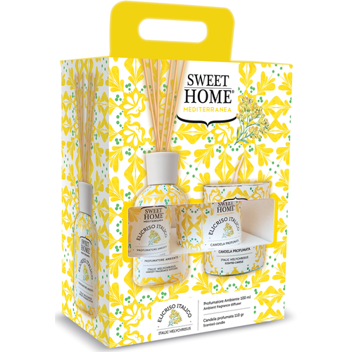SWEET HOME COLLEZIONE MEDITERRANEA CONFEZIONE PROFUMATORE AMBIENTE A BASTONCINI 100 ML + CANDELA 110 GR. ARANCIA NAVELINA