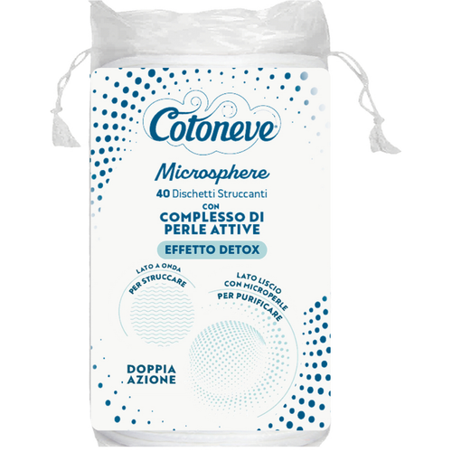 COTONEVE MICROSPHERE DISCHETTI STRUCCANTI CON COMPLESSO DI PERLE ATTIVE EFFETTO DETOX DOPPIA AZIONE 40 PEZZI