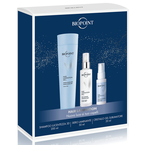 BIOPOINT COFANETTO HAIR LAMINATION: SHAMPOO LUCENTEZZA 3D RADIANCE 3D 200 ML + SIERO LAMINANTE 50 ML + CRISTALLO GEL SUBLIMATORE 20 ML
