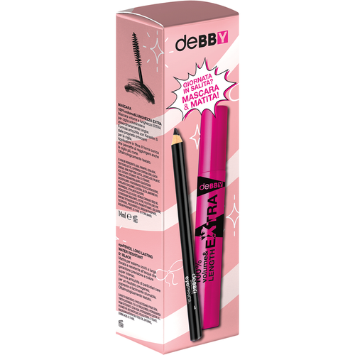 DEBBY KIT MASCARA 100% VOL&LENGTH EXTRA + MATITA EYEPENCIL LONG LASTING BLACK 