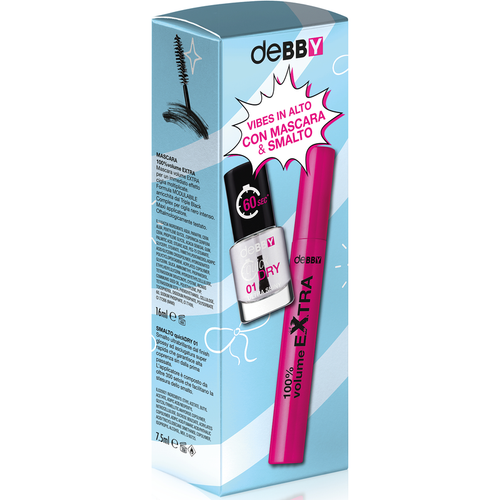 DEBBY KIT MASCARA 100% VOLUME EXTRA + SMALTO QUICK DRY N.01 TRASPARENTE