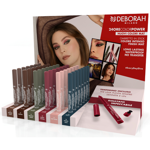 DEBORAH OMBRETTO 24H COLOR POWER COLORI DAL 11 AL 16 - ESPOSITORE MAKE UP 36 PEZZI MISTI