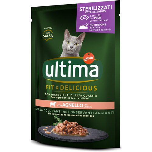ULTIMA CAT WET STERILIZZATO IN SALSA AGNELLO BUSTA 85 grammi
