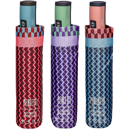PERLETTI OMBRELLO DONNA MINI 54/8 APRI/CHIUDI FANTASIA GEOMETRICA COLORI ASSORTITI