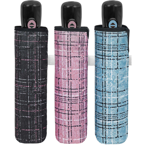 PERLETTI OMBRELLO DONNA MINI 54/8 APRI/CHIUDI TINTA SCOZZESE COLORI ASSORTITI