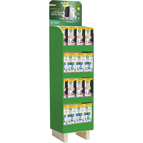 AIRWICK DIFFUSORE ELETTRICO ACTIVE AUTOMATIC COMPLETO ESPOSITORE 32 PEZZI: 16 PEZZI FRAGRANZA BREZZA MARINA e MAGNOLIA - 16 PEZZI FRAGRANZA BOUQUET DI GELSOMINO