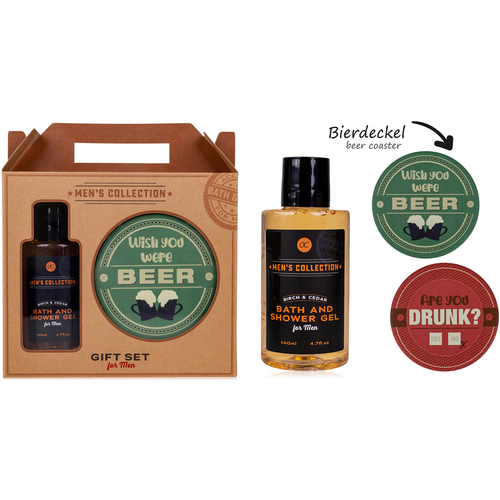 ACCENTRA MEN'S COFANETTO BATH & SHOWER GEL 140 ML + 2 SOTTOBICCHIERI FRAGRANZA BIRCH & CEDAR