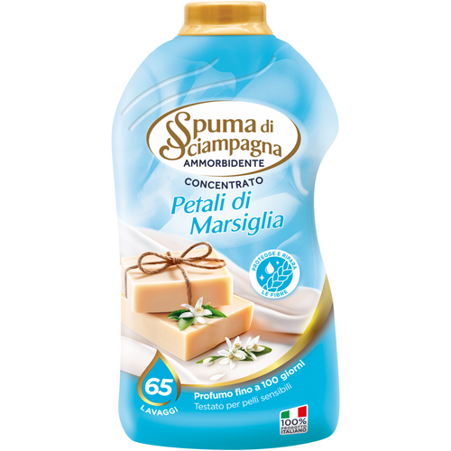 SPUMA DI SCIAMPAGNA AMMORBIDENTE CONCENTRATO PETALI DI MARSIGLIA 65 LAVAGGI 1300 ML  SPUMA DI SCIAMPAGNA AMMORBIDENTE CONCENTRATO PETALI DI MARSIGLIA 65 LAVAGGI 1300 ML