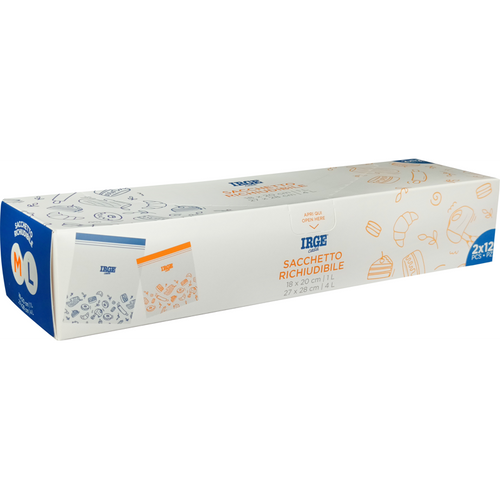 IRGE CASA BUSTA ALIMENTARE RICHIUDIBILE CON ZIP 12 PEZZI 18x20 + 12 PEZZI 27x28 IRGE CASA BUSTA ALIMENTARE RICHIUDIBILE CON ZIP 12 PEZZI 18x20 + 12 PEZZI 27x28