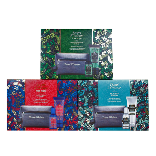 TESORI D'ORIENTE COFANETTO FOR MAN PROFUMO AROMATICO 100 ML + DOCCIASHAMPO e DOCCIACREMA AROMATICA TUBO 100 ML  + TROUSSE DA VIAGGIO