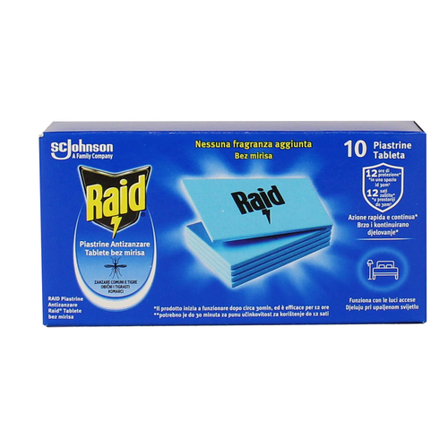 RAID INSETTICIDA PIASTRINE ANTIZANZARE 10 PZ