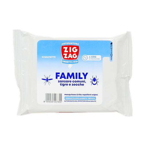 ZIG ZAG INSETTI VIA! REPELLENTE ANTIPUNTURA SALVIETTE 15 PZ