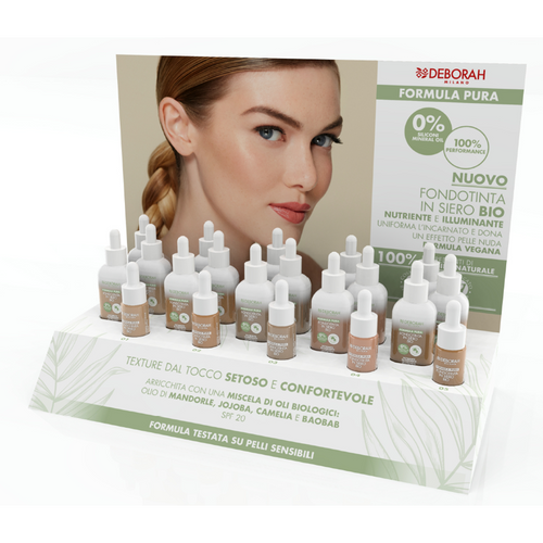 DEBORAH FORMULA PURA FONDOTINTA IN SIERO BIO ESPOSITORE MAKE UP 15 PEZZI MISTI + TESTER