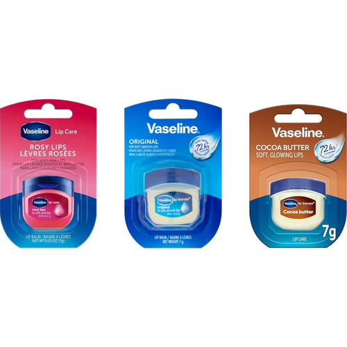 VASELINE LIP CARE BALM 7 GRAMMI ESPOSITORE 24 PEZZI; 8 LIP CARE BALM ROSY - 8 LIP CARE BALM ORIGINAL - 8 LIP CARE COCOA BUTTER