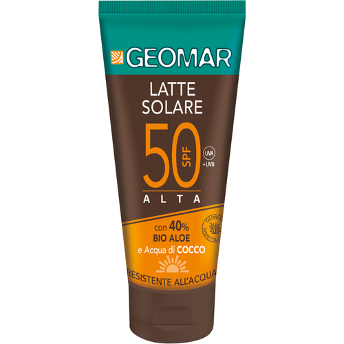 GEOMAR SOLARE LATTE SPF50 ALTA CON BIO ALOE e ACQUA DI COCCO RESISTENTE ALL'ACQUA TUBO 100 ML  
