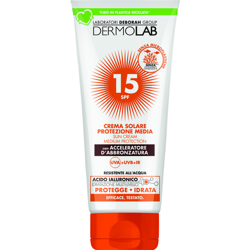 DERMOLAB CREMA SOLARE CORPO E VISO PROTEZIONE ALTA SPF15 RESISTENTE ALL'ACQUA 200 ML