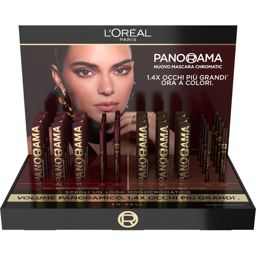 L'OREAL PANORAMIC CHROMATIC BORDEAUX E BRUN LEATHER ESPOSITORE MAKE UP 30 PEZZI + TESTER