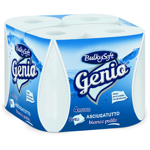 BULKYSOFT GENIO ASCIUGATUTTO 4 ROLI 2 VELI BIANCO PULITO 125 STRAPPI