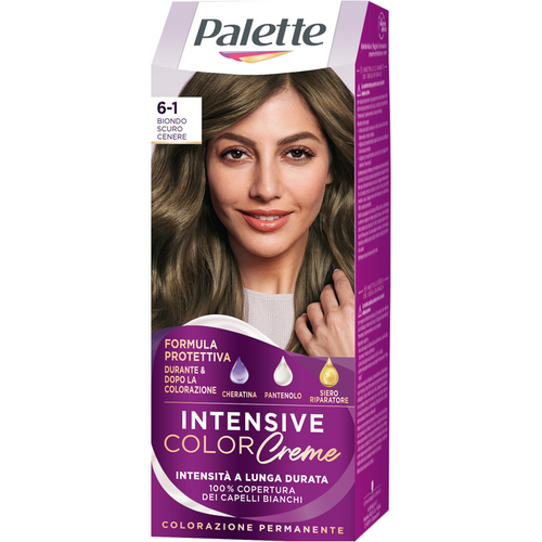 PALETTE INTENSIVE COLOR CREME COLORAZIONE PERMANENTE FORMULA PROTETTIVA N. 6-1 BIONDO SCURO CENERE