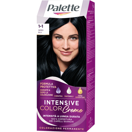 PALETTE INTENSIVE COLOR CREME COLORAZIONE PERMANENTE N. 1-1 NERO BLU