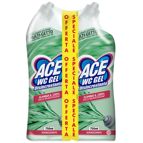 ACE WC GEL DISINCROSTANTE CON SISTEMA MULTIGETTO PACCO DOPPIO 2 PEZZI DA 750 ML