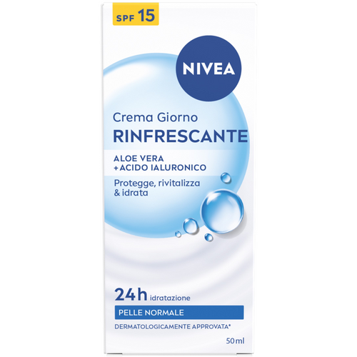 NIVEA CREMA GIORNO RINFRESCANTE ALOE VERA E ACIDO IALURONICO 24h IDRATAZIONE TUBO SPF 15 50 ML