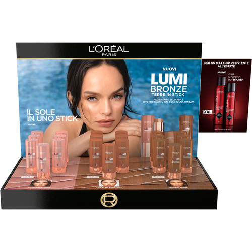 L'OREAL LUMI BRONZE STICK ESPOSITORE MAKE UP 18 PEZZI MISTI + TESTER