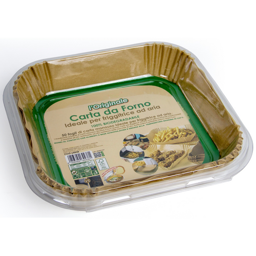 L'ORIGINALE CARTA DA FORNO 20x20 CEMTIMETRI, 50 FOGLI PRETAGLIATI IDEALI PER FRIGGITRICI AD ARIA
