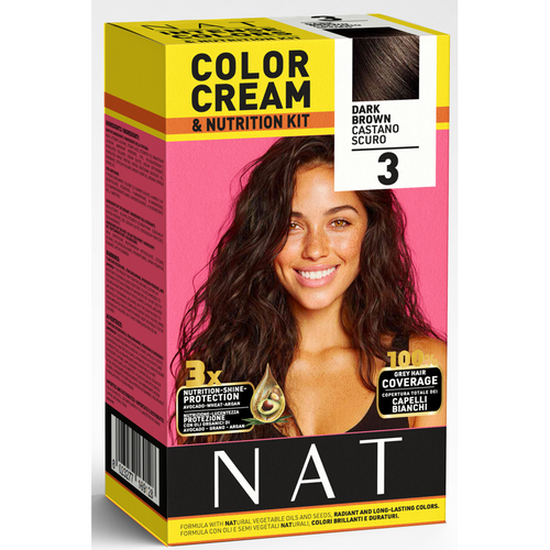 NAT COLOR CREAM FORMULA VEGETALE KIT COLORE CASTANO SCURO 3